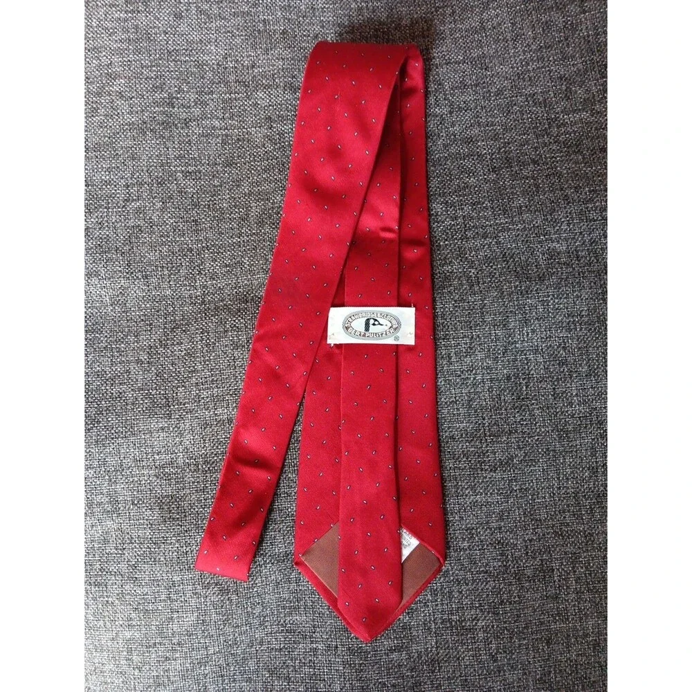 Tie 70s 80s 90s Y2K Mens Bert Pulitzer Silk Red Gray 3.75 Wide 58 Long